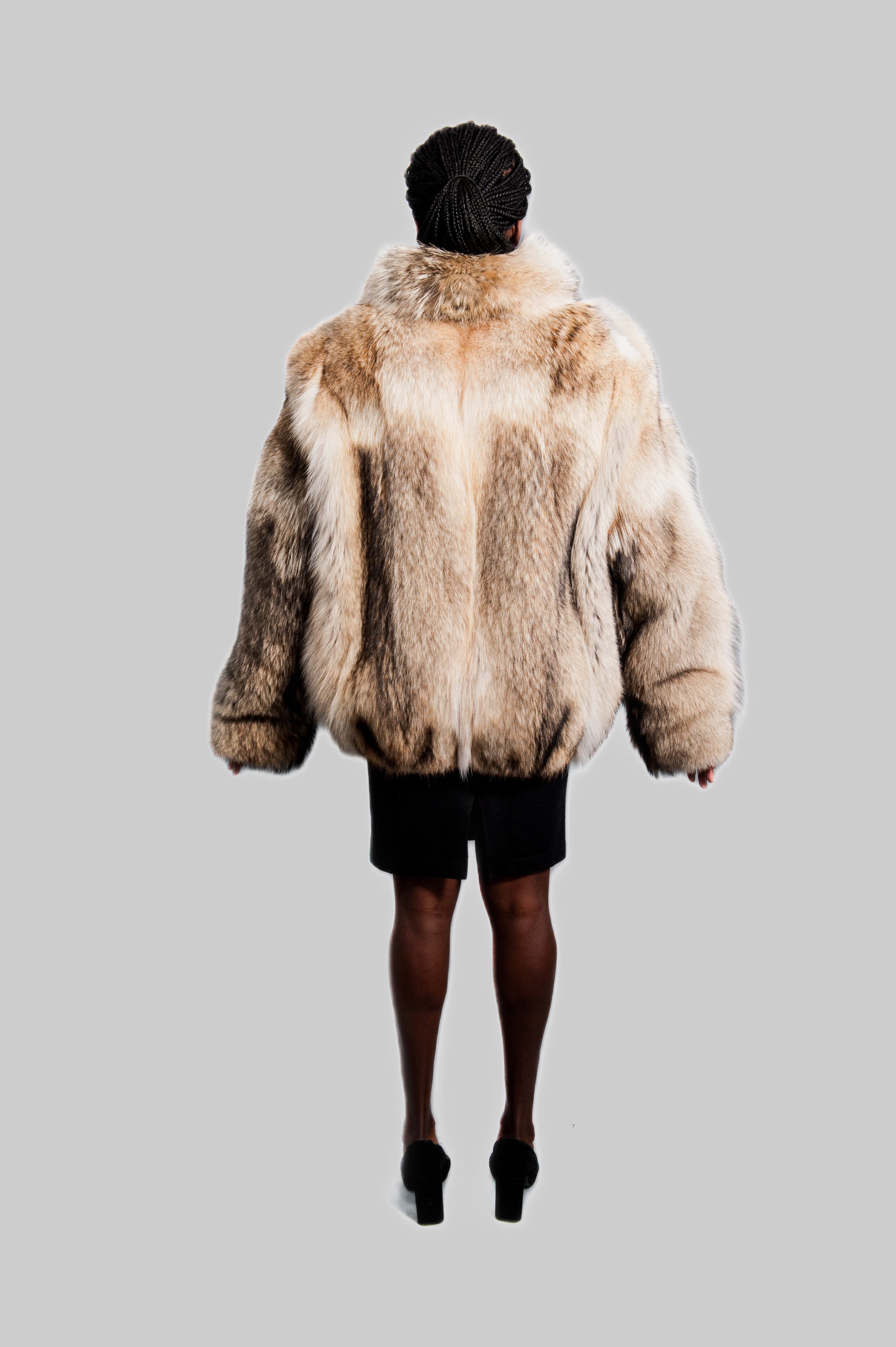 Coyote Fur Bomber Jacket Starlight Furs