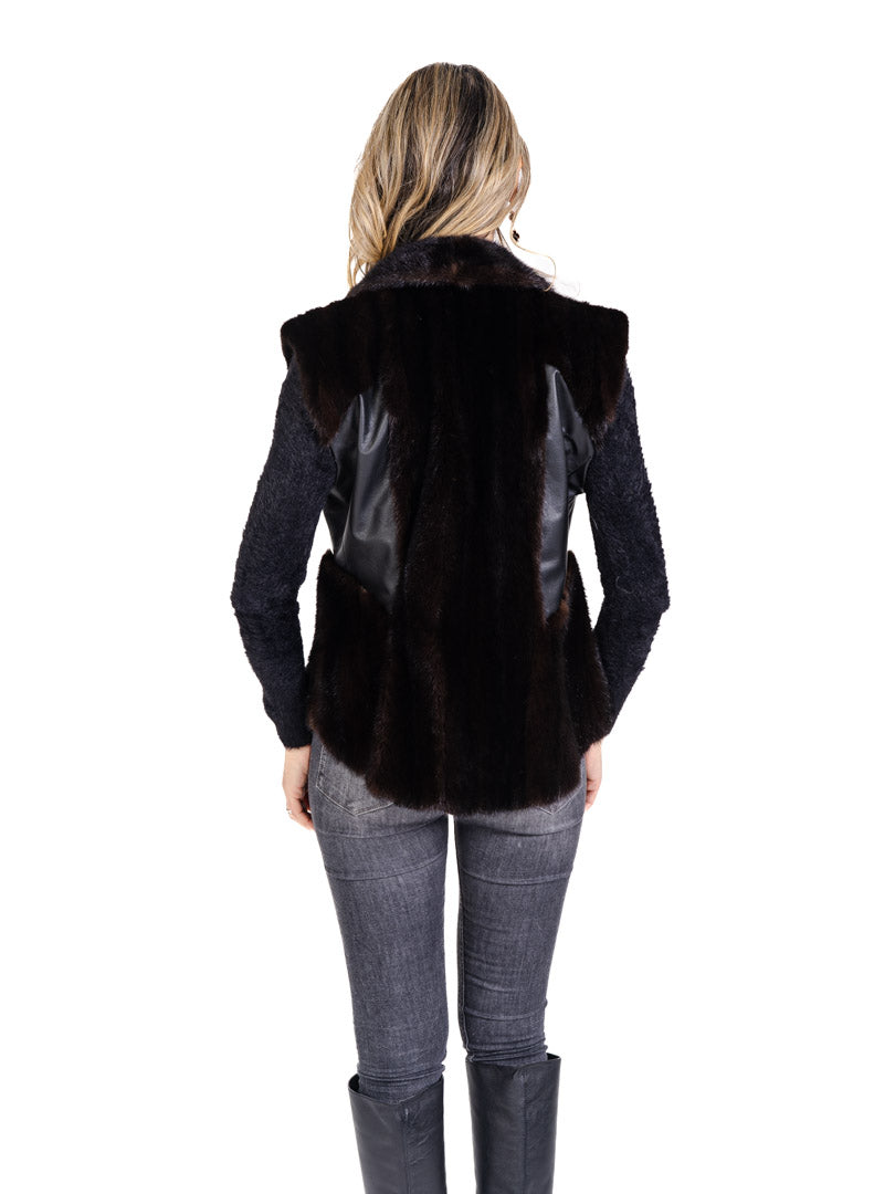 Mink and Leather Vest Starlight Furs Montreal